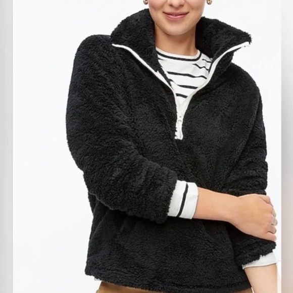 J. Crew 1/4 Zip Polartec Sherpa Pullover Black Size XS - Picture 1 of 9